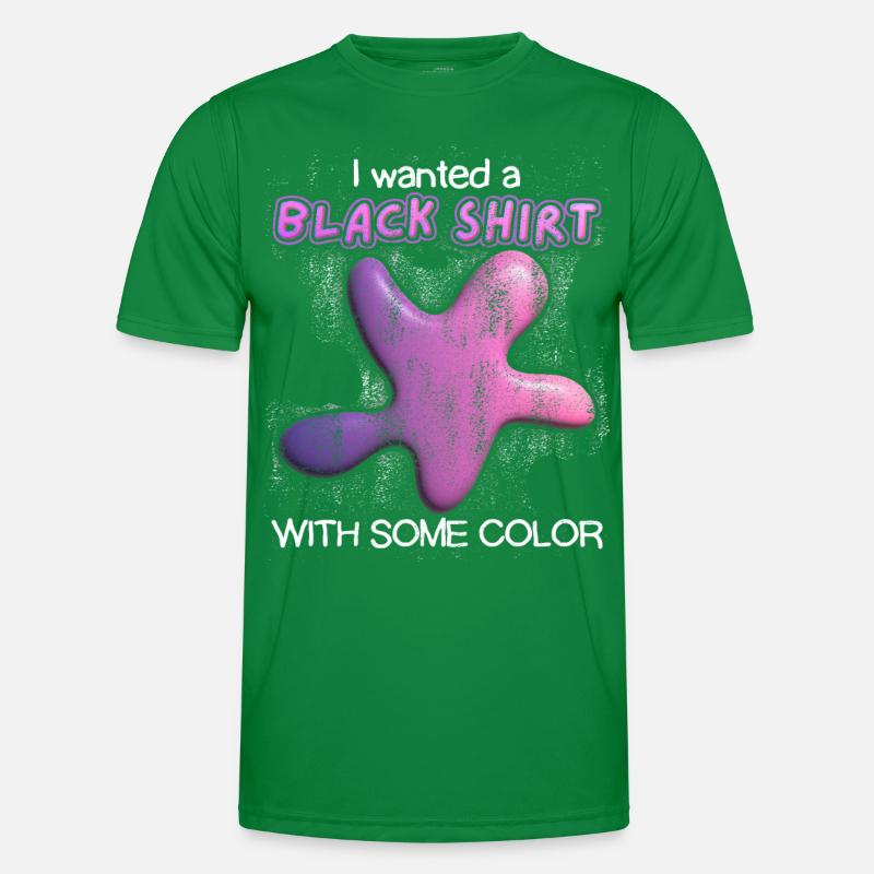 Chemise noire, éclaboussures de couleur 3D, drôle de dicton, jeu de mots T-shirt sport Homme
