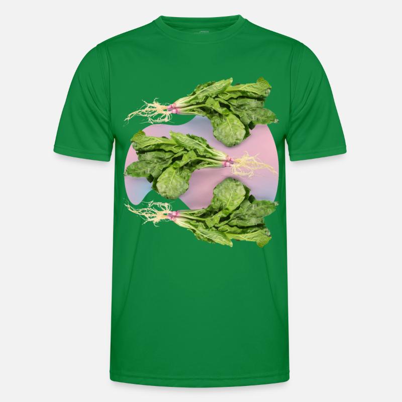 Spinat, frischer Spinat-Spinach Blattspinat Männer Funktions-T-Shirt
