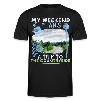 Weekend Car Excursion, Camping, Shore Excursion - Men's Functional T-Shirt - black - Front - AI Model Male 178 dark (178cm)