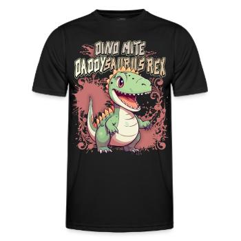 Father's Day, Kawaii Dino Saying, Dinosaur Daddy - Men's Functional T-Shirt - black - Front - AI Model Male 178 dark (178cm)