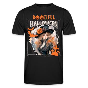 Gothic Halloween Hexe, Spruch Bootiful - Männer Funktions-T-Shirt - Schwarz - Vorne - AI Model Male 178 dark (178cm)