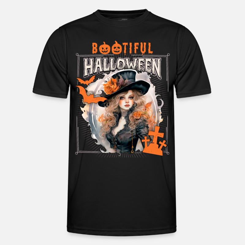 Gothic Halloween Witch, Saying Bootiful - Men's Functional T-Shirt - black