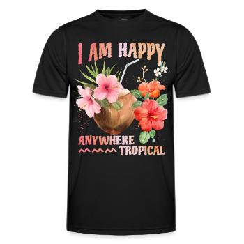 Coconut Cocktail, Hibiscus, Tropics, South Seas, Saying - Men's Functional T-Shirt - black - Front - AI Model Male 178 dark (178cm)