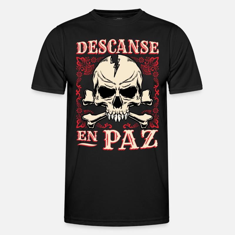 Skull, Crossbones Bone Saying Rest-In-Peace Men's Functional T-Shirt