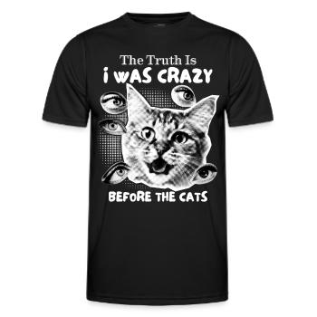 Crazy Cat Collage, Funny Cats Saying - Men's Functional T-Shirt - black - Front - AI Model Male 178 dark (178cm)