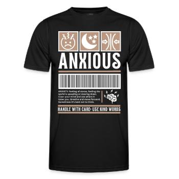 Streetwear Anxious, Anxiety Vintage Fashion Label - Men's Functional T-Shirt - black - Front - AI Model Male 178 dark (178cm)