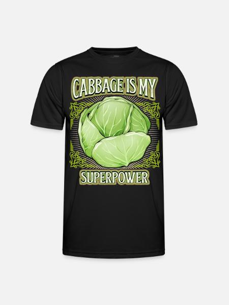 Cabbage, white cabbage, sauerkraut, funny comic book saying - Men's Functional T-Shirt - black