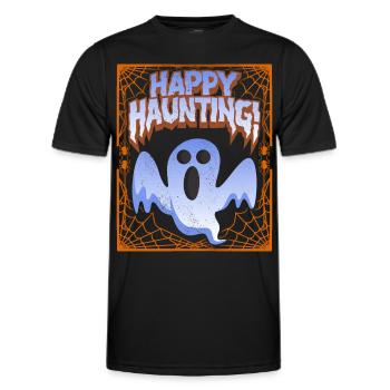 Funny Ghost, Saying with Cobwebs, Spider, Pun - Men's Functional T-Shirt - black - Front - AI Model Male 178 dark (178cm)