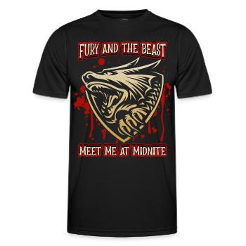 Werwolf und Blutspritzer, Spruch, Zombie-Monster - Männer Funktions-T-Shirt - Schwarz - Vorne - AI Model Male 178 dark (178cm)