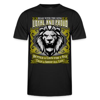 Lion Saying Loyal and Proud, Lion Lion Head - Men's Functional T-Shirt - black - Front - AI Model Male 178 dark (178cm)