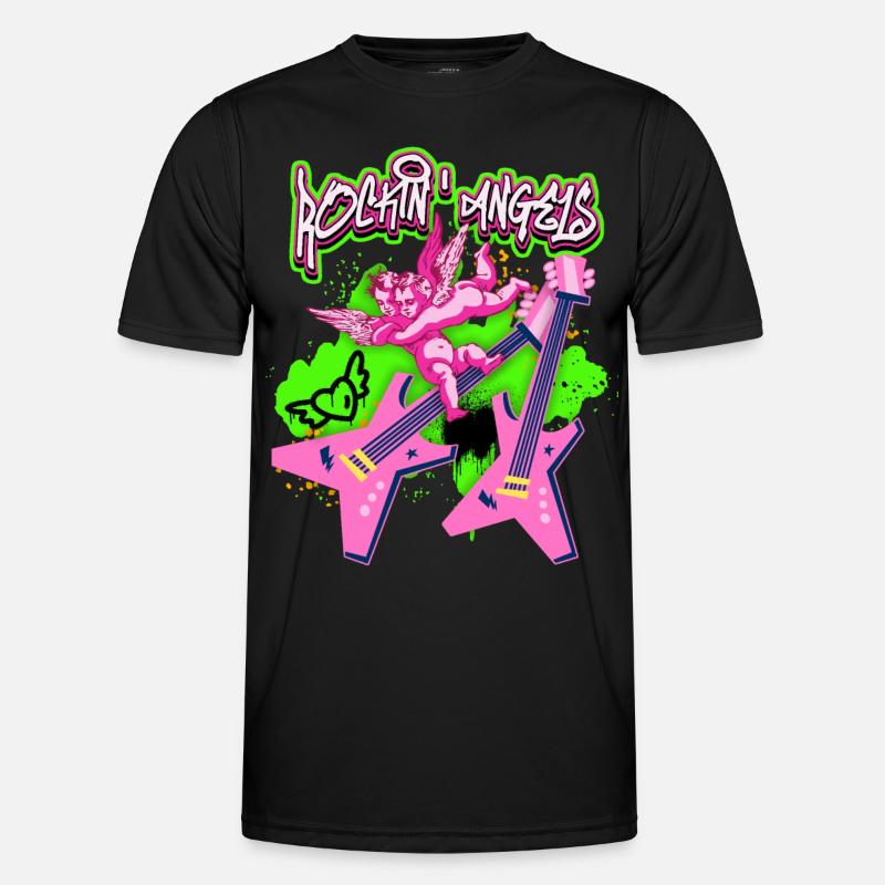 Rock-n-Roll Engel mit E-Gitarre Grunge Stil Spruch Männer Funktions-T-Shirt