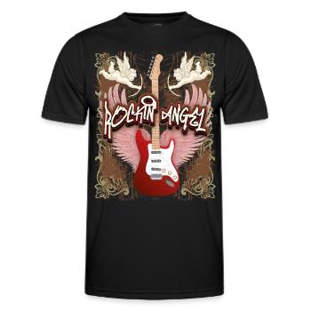 Guitar Electric Guitar, Rock n Roll Saying Angel Cherubs - Men's Functional T-Shirt - black - Front - AI Model Male 178 dark (178cm)