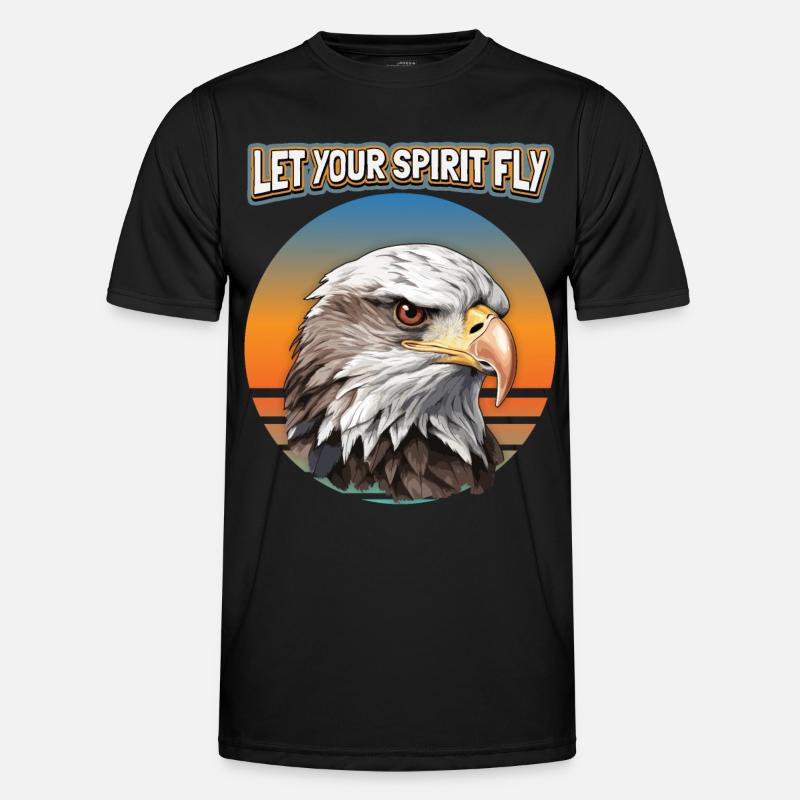 Motif d’aigle, Illustration d’aigle, dicton - T-shirt sport Homme - noir