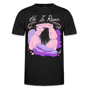 Jesus Christus Wiederauferstehung Ostern Spruch - Männer Funktions-T-Shirt - Schwarz - Vorne - AI Model Male 178 dark (178cm)