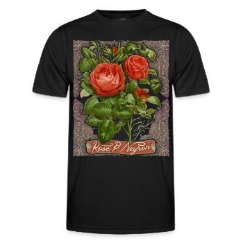 Rose botanique, illustration vintage Paul Neyron - T-shirt sport Homme - noir - Devant - AI Model Male 178 dark (178cm)