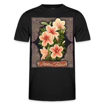 Azalée Vintage, Azalée Indica, fleurs botaniques - T-shirt sport Homme - noir - Devant - AI Model Male 178 dark (178cm)