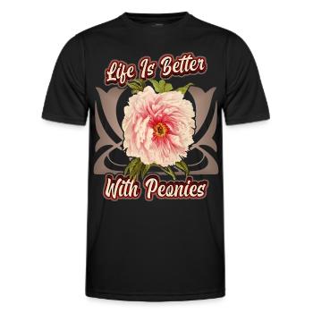 Vintage Peony Botanical Illustration Saying - Men's Functional T-Shirt - black - Front - AI Model Male 178 dark (178cm)