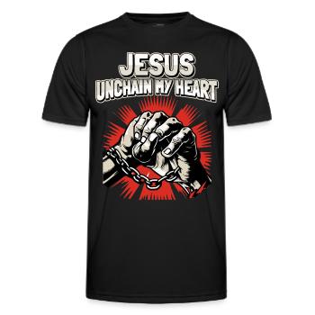 Jesus Christus, christlicher Spruch, Vintage Stil - Männer Funktions-T-Shirt - Schwarz - Vorne - AI Model Male 178 dark (178cm)