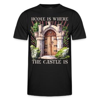 Castles and palaces, funny saying Middle Ages - Men's Functional T-Shirt - black - Front - AI Model Male 178 dark (178cm)