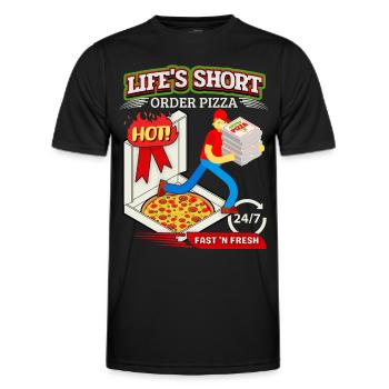 Lustiger Pizza Spruch, Pizza Lieferdienst - Männer Funktions-T-Shirt - Schwarz - Vorne - AI Model Male 178 dark (178cm)