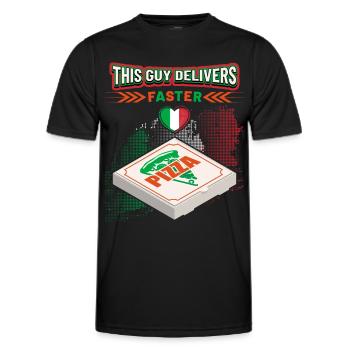 Lustiger Pizza Spruch für Pizza Lieferant - Männer Funktions-T-Shirt - Schwarz - Vorne - AI Model Male 178 dark (178cm)