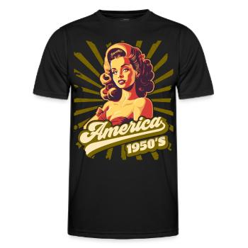 America USA 1950s Pinup, Rock and Roll - Men's Functional T-Shirt - black - Front - AI Model Male 178 dark (178cm)