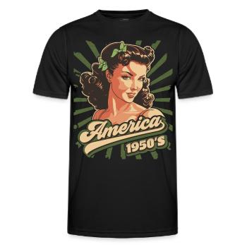 Pinup, America USA 1950s, Rock and Roll - Men's Functional T-Shirt - black - Front - AI Model Male 178 dark (178cm)