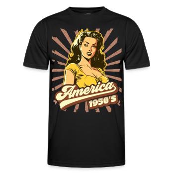 America USA 1950s, Pinup, Rock'n'Roll - Men's Functional T-Shirt - black - Front - AI Model Male 178 dark (178cm)