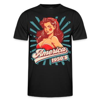 Pinup, Rock'n'Roll, 1950s, America, USA - Men's Functional T-Shirt - black - Front - AI Model Male 178 dark (178cm)