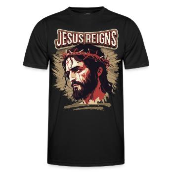 Jesus Passionsweg Christus mit Dornenkrone - Männer Funktions-T-Shirt - Schwarz - Vorne - AI Model Male 178 dark (178cm)