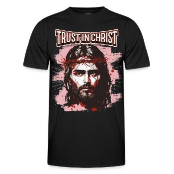 Jesus Christus mit Dornenkrone christlicher Spruch - Männer Funktions-T-Shirt - Schwarz - Vorne - AI Model Male 178 dark (178cm)