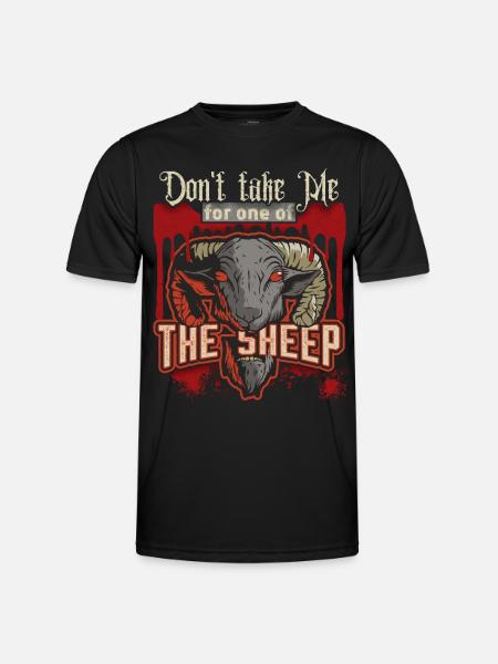 Cartoon Horror Sheep's Head, Sheep Horror Movie Saying - Men's Functional T-Shirt - black