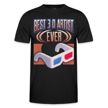 3 D Artist, Funny Saying with 3 D Glasses - Men's Functional T-Shirt - black - Front - AI Model Male 178 dark (178cm)