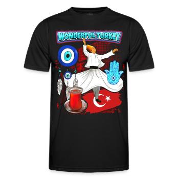 Türkei, Derwische, Türkischer Tee, Türkisches Auge - Männer Funktions-T-Shirt - Schwarz - Vorne - AI Model Male 178 dark (178cm)