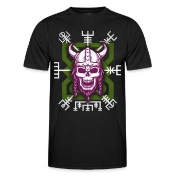 Totenkopf Wikinger-Logo, Wikinger-Design, Vegvisir - Männer Funktions-T-Shirt - Schwarz - Vorne - AI Model Male 178 dark (178cm)