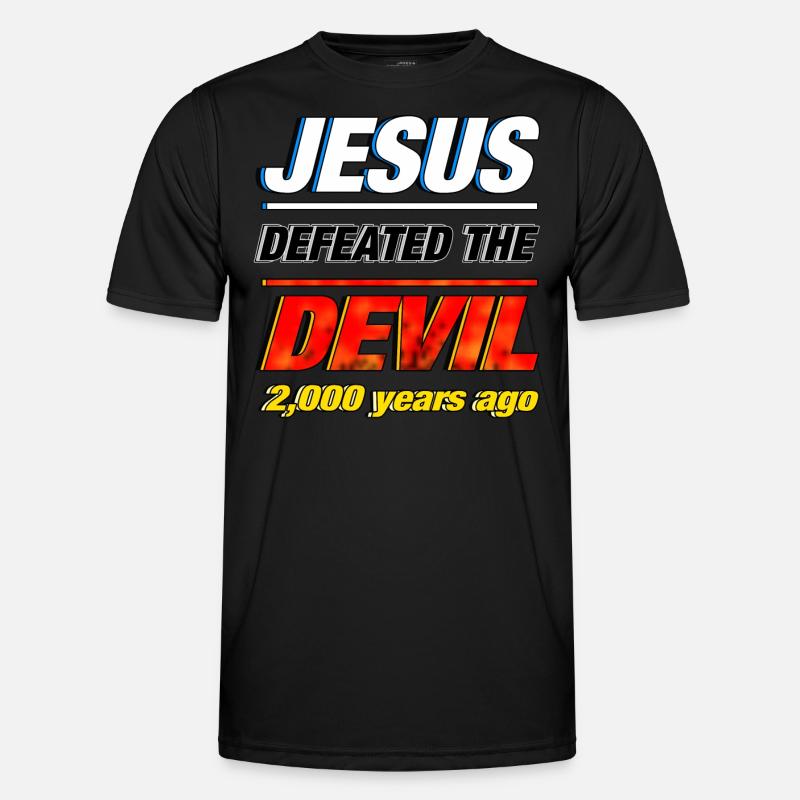 Jesus Defeated the Devil - Men's Functional T-Shirt - black