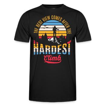 Hiker Mountaineer Climber Mountains - Men's Functional T-Shirt - black - Front - AI Model Male 178 dark (178cm)
