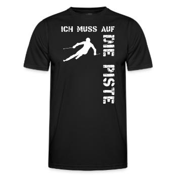 Ich muss auf die Piste Skifahren Wintersport - Männer Funktions-T-Shirt - Schwarz - Vorne - AI Model Male 178 dark (178cm)