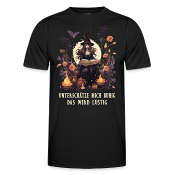 Unterschätze mich ruhig - Hexe Hexerei lustig - Männer Funktions-T-Shirt - Schwarz - Vorne - AI Model Male 178 dark (178cm)