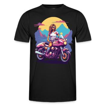 Rétro Moto Fille Motard Esthétique Design - T-shirt sport Homme - noir - Devant - AI Model Male 178 dark (178cm)