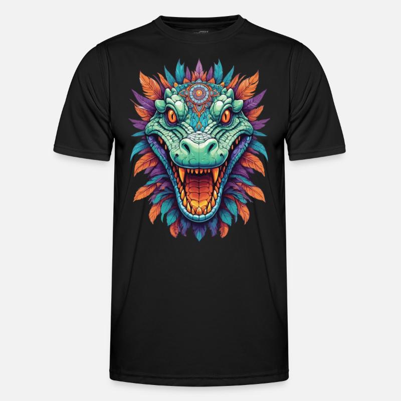 Krokodil Mandala Tiergeist Traumfänger Design - Männer Funktions-T-Shirt - Schwarz