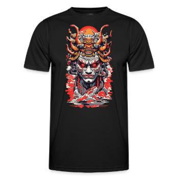 Ästhetische Yokai Japanischer Dämon Streetwear - Männer Funktions-T-Shirt - Schwarz - Vorne - AI Model Male 178 dark (178cm)
