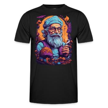 Lebendige Farben Wald Pilze Psychedelic Art - Männer Funktions-T-Shirt - Schwarz - Vorne - AI Model Male 178 dark (178cm)