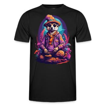 Lebendige Farben Musik Festival Wald Pilze - Männer Funktions-T-Shirt - Schwarz - Vorne - AI Model Male 178 dark (178cm)