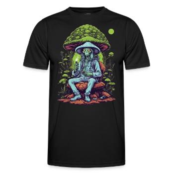 Lebendige Farben Musik Festival Wald Pilze - Männer Funktions-T-Shirt - Schwarz - Vorne - AI Model Male 178 dark (178cm)