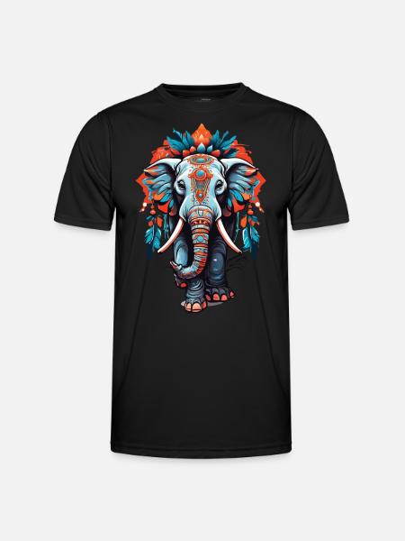 Elephant Spirituel Mandala Dream Catcher Design - Funktionsshirt til herrer - sort