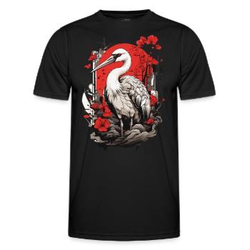 Kranich Asiatische Ästhetik Vintage Streetwear - Männer Funktions-T-Shirt - Schwarz - Vorne - AI Model Male 178 dark (178cm)
