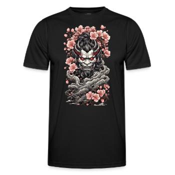 Kirschblüten Yokai Oni Vintage Japan - Männer Funktions-T-Shirt - Schwarz - Vorne - AI Model Male 178 dark (178cm)