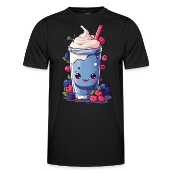 Beeren Milchshake Spaß Kawaii Anime Design - Männer Funktions-T-Shirt - Schwarz - Vorne - AI Model Male 178 dark (178cm)