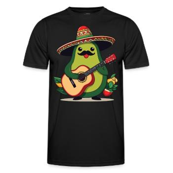 Avocado Mexican Mariachi Guitar Player - Men's Functional T-Shirt - black - Front - AI Model Male 178 dark (178cm)